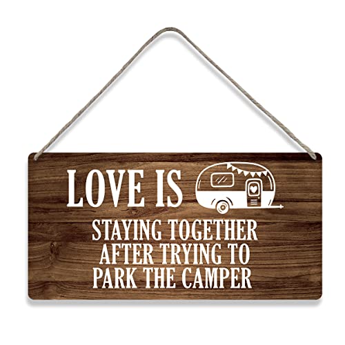 Country Style Camp Wall Decor Love is Staying Together Wooden Signs Funny Rustic Parking the Camper Hanging Wall Plaque Sign Home Decor Present