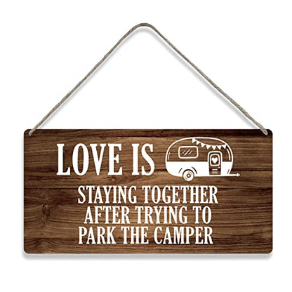 Country Style Camp Wall Decor Love is Staying Together Wooden Signs Funny Rustic Parking the Camper Hanging Wall Plaque Sign Home Decor Present