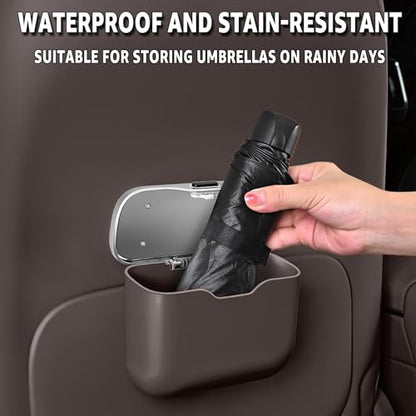 HOLDCY Car Trash Can, Waterproof Multi‑Functional Auto Trash Bin for Door/Console/Seat Back, Universal Vehicle Garbage Can for Car/Truck/SUV Drivers (Brown) - color: Brown