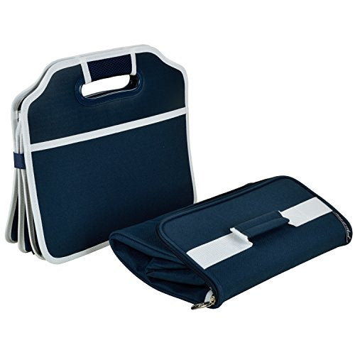 Picnic at Ascot 3 Section Folding Trunk Organizer- with Removable Cooler- Designed & Quality Approved in the USA - color: Navy