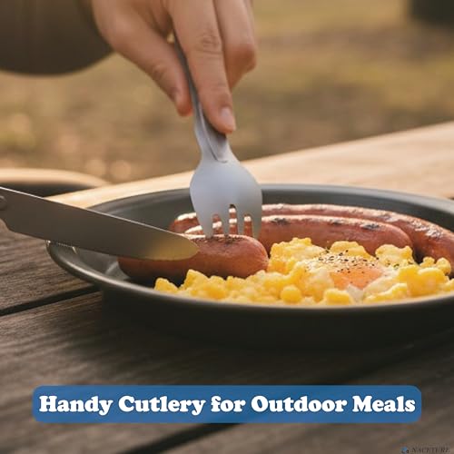 NACETURE Travel Silverware Set, Travel Fork Spoon Knife Set, Portable Utensils, 4-in-1 Spoon Fork Converts to Tongs, Camping Utensils Set