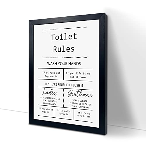 YongArt Toilet Rules Quotes Bathroom Sign - Funny Decor Signs, Funny Bathroom Wall Art, Toilet Art, Guest Wall Decor - color: Toilet Rules Quotes, size: 12"L x 16"W