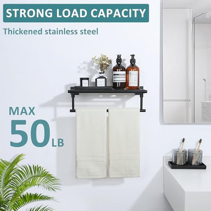 Alise 16 Inch Towel Racks for Bathroom, Towel Rack Wall Mounted with Tower Bars, SUS 304 Stainless Steel Bathroom Shelf, Heavy Duty Hand Towel Holder (Matte Black) - color: Matte Black, size: 16-Inch