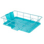 Space-Saving 3-Piece Dish Drainer Rack Set: Efficient Kitchen Organizer for Quick Drying and Storage - Includes Cutlery Holder and Drainboard - Maximize Countertop Space, Turquoise Blue - color: Turquoise Blue