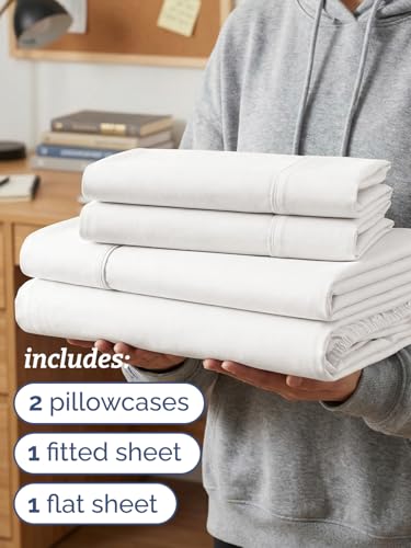 Twin XL 4 Piece Sheet Set - Comfy Breathable & Cooling - Soft Hotel Luxury Bedding Set with 8-16 Inch Deep Pockets - 1 Flat & 1 Fitted Sheet & 2 Pillowcases - Wrinkle Free & Easy Care - Antique White - color: 02 - Antique White, size: Twin XL