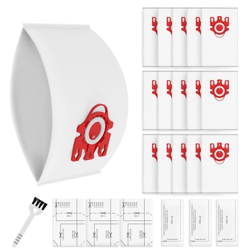 3D Airclean Dust Bags Replacement for Miele FJM Vacuum Compact C2 Compact C1 Complete C1 S241 S290 S300i S500 S700 S4 S6 Series (Pack of 15) with 3 Motor Protection Filters 3 Air.Clean Filters - size: 9 PACK