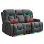 URRED Power Loveseat Recliner Sofa with Massage and Heat, Wall Hugger Reclining Loveseat with Console, RV Couch Home Theater Seating with LED Lights for Living Room (Gray, 67" - 2 Seats) - color: Grey, size: 67" - 2 Seats