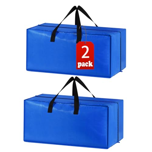 2 Pack Heavy Duty Extra Large Moving Bags Storage Tote - Strong Handles& Backpack Straps - Space Saving Storage Bags Alternative to Moving Boxes and Bins,Compatible with Ikea Frakta Cart, Blue - color: Blue, size: 2 Pack