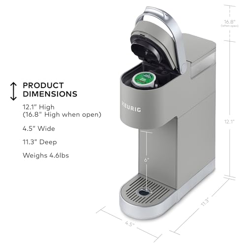 Keurig K-Mini Plus Single Serve K-Cup Pod Coffee Maker, with 6 to 12oz Brew Size, Stores up to 9 K-Cup Pods, Travel Mug Friendly, Studio Gray