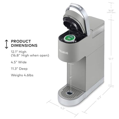 Keurig K-Mini Plus Single Serve K-Cup Pod Coffee Maker, with 6 to 12oz Brew Size, Stores up to 9 K-Cup Pods, Travel Mug Friendly, Studio Gray