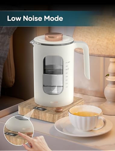 INTASTING Electric Tea Kettle, Electric Kettle with Tea Infuser, ±1℉ Knob Temperature Control, BPA-Free Glass, 1200W Fast Heating, Easy to Clean, 1 Liter (Cream White) - color: Cream White