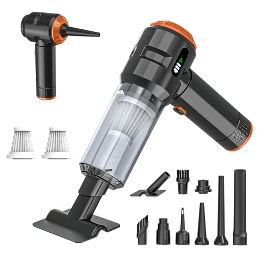 Handheld Vacuum Cleaner Cordless, 23000Pa Powerful Car Mini Vacuum Cleaner, Rechargeable Portable Lightweight dust Catcher for Home Car Carpet Stairs Pet Hair Deep Cleaning（Black-Orange） - color: Black-orange