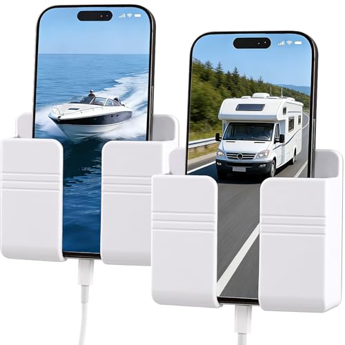 RV Accessories: Boat Accessories & Camper Accessory - Wall Phone Holder for Dorm Room & Apartment Essentials - Travel Trailer & RV Essentials for Inside and Pontoon Boat Accessory(2Pcs-White) - color: white