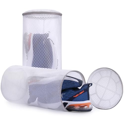 Muchfun 2Pcs Shoes Washing Machine Bag, Honeycomb Mesh Laundry Bags | for Sneaker Cleaning 8 x 8 x 15 Inches - size: 2Shoes Bag
