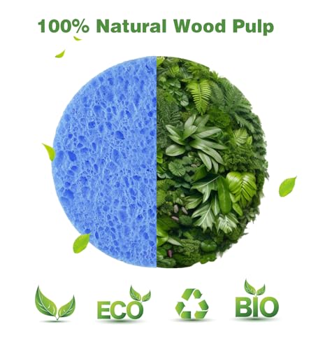 METUUTER 50 PCS Compressed Facial Sponges for Estheticians- 100% Natural Cellulose Face Sponge Professional Cosmetic Spa Sponges for Face Cleansing, Massage, Pore Exfoliating, Mask, Makeup Removal - color: Blue