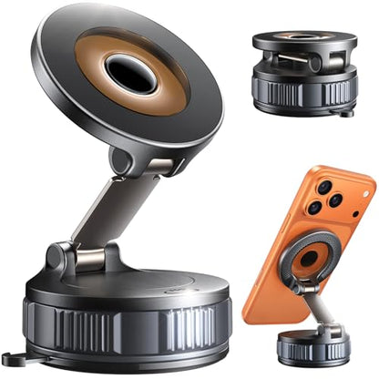 Car Phone Holder, 360°Adjustable Magnetic Phone Holder for Car, Foldable Suction Cup Phone Mount, Phone Holders for Your Car for iPhone 17/16/15/14/13/12 Series - color: Black