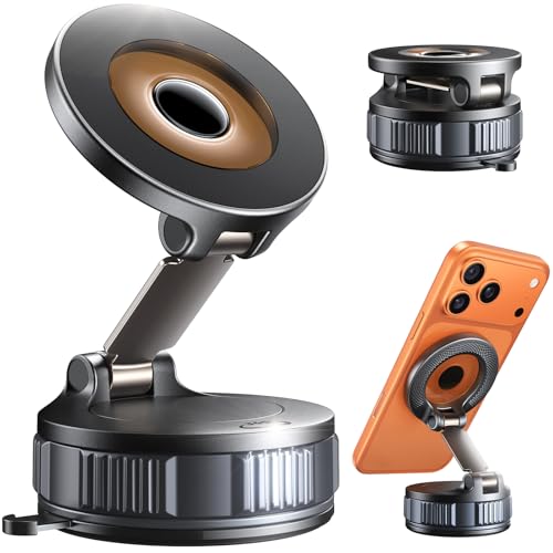 Car Phone Holder, 360°Adjustable Magnetic Phone Holder for Car, Foldable Suction Cup Phone Mount, Phone Holders for Your Car for iPhone 17/16/15/14/13/12 Series - color: Black