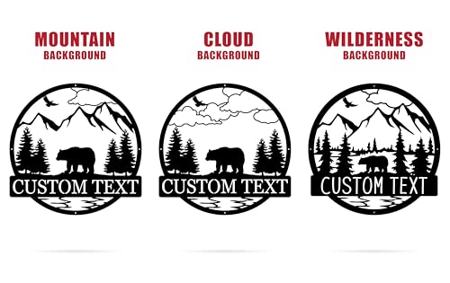 Bear Personalized Outdoor Metal Last Name Sign | Cabin Monogram Decor | Cabin Decor, Door Monogram, Rustic Decor, Custom Name Sign