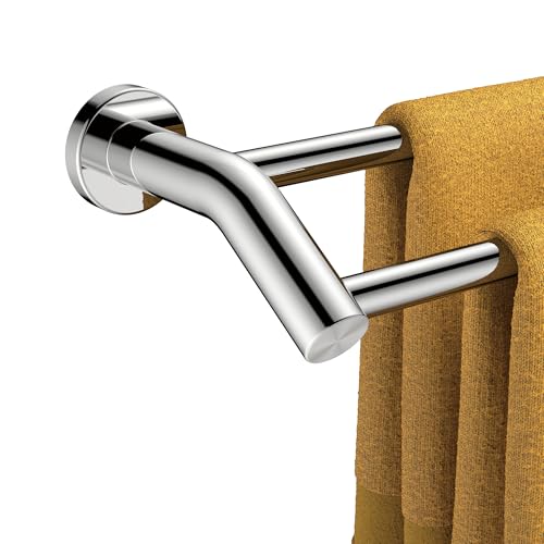 FORIOUS Double Towel Bar 24", Heavy Duty SUS304 Stainless Steel Dual Towel Racks for Bathroom Wall Mount, Space Saving Towel Rod Towel Holder Rail, Chrome - color: Chrome, size: 24 Inch (Round)