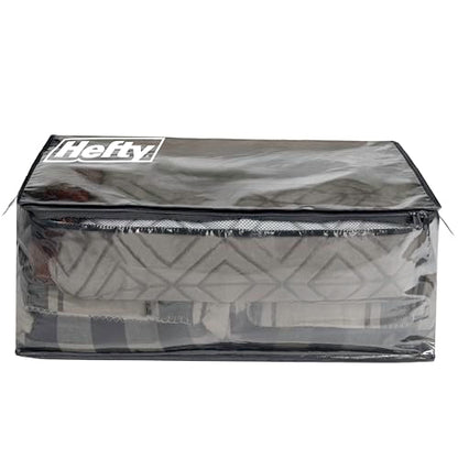 Hefty Storage Bags Extra Large Double Zipper Backpack, Heavy Duty Water Resistant Moving Totes with Shoulder Straps, Foldable Reusable Packing Organizers, 2 Pack (X-Large Black) - size: 22 Gal - Standard