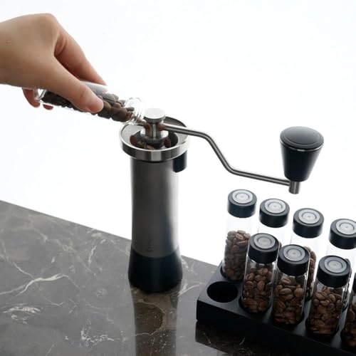 watchget Coffee Bean Container 12PCS Coffee Bean Cellars Tubes Single Dose Coffee Beans Storage with One-Way Exhaust Valve & Black Stand & Silicone Funnel- Organized Storage Solution - color: Black ABS Lid 12PCS