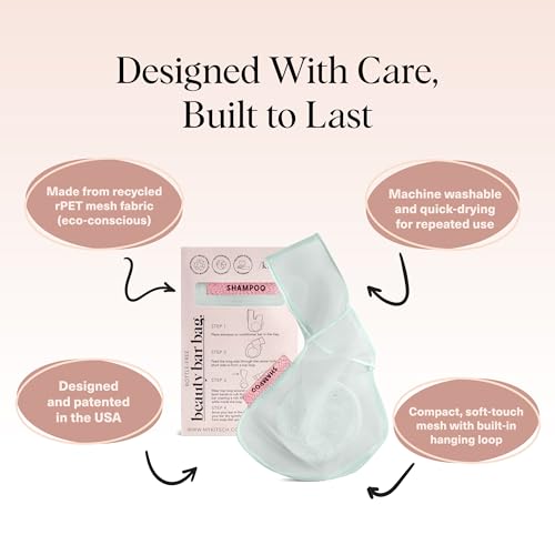 Kitsch Patented Mesh Soap Bag for Shampoo and Conditioner Bars - Mint | Bar Soap Saver Pouch - Extends Use & Prevents Soggy Mess - Recycled Beauty Bar Bag, Eco-Friendly - color: Mint