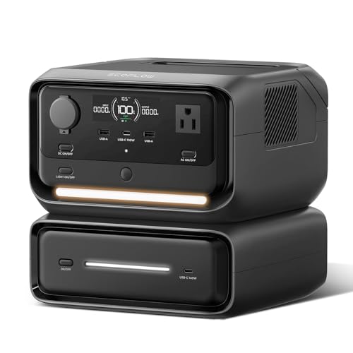EF ECOFLOW Portable Power Station River 3 Plus with EB300 Extra Battery, Expand Capacity from 286Wh to 572Wh, 3 Up to 1200W AC Outlets, <10 MS UPS, <30 dB Quiet, River 3 Max LiFePO4 Battery - style: River 3 Plus+EB300