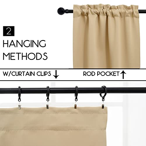 Pickluc Blackout Kitchen Curtain 20 Inches Long, Rod Pocket Cafe Tier Curtains for Small Window Treatment in Living Room, Basement, RVs, Cabinets, 2 Panels, W24 X L20 Inch, Beige - color: Beige, size: 24"W x 20"L (Pack of 2)