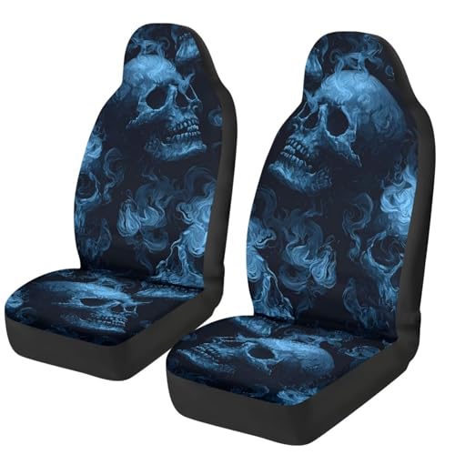 Bulopur Flame Skull Car Seat Cover Front Seats Only Breathable Stretchable Automotive Seat Covers & Accessories Highback Bucket Seats Covers 2 Pack, Easy to Install - color: Flame Skull