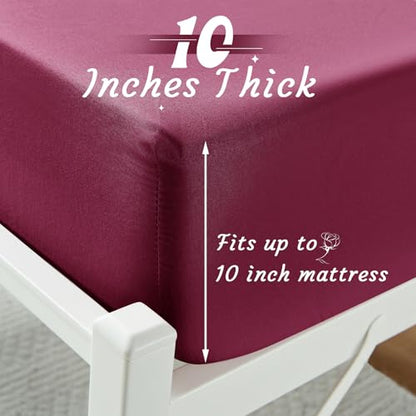 VACVELT Cot Fitted Sheet, 31 x 75 Inch Burgundy Cot Sheets, Ultra Soft and Breathable Microfiber Bed Cover Snug Fit for Narrow Twin/RV Bunk/Camper Bunk/Guest Beds/Trifold Mattress - color: Burgundy
