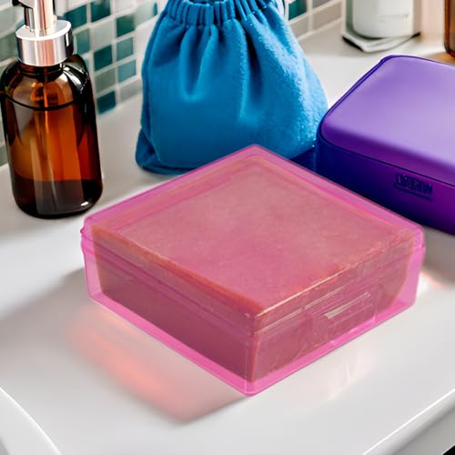 Soap Container, Shower Square Bar Holder Fit Handmade Soap, Travel Soap Case (Pink) - color: Pink