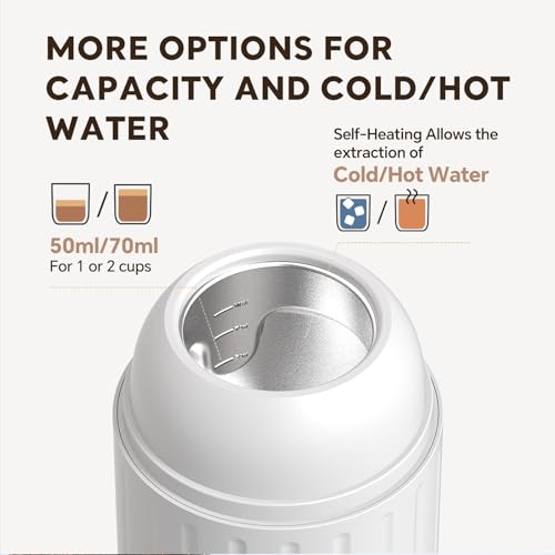 i Cafilas Portable Espresso Machine Self-Heating | Battery Powered Coffee Maker for Camping without Electricity| 2-in-1 Ground Coffee&NS Capsule|19 Bar| USB-C Fast Charge| White Coffee Maker for Car - color: White 03