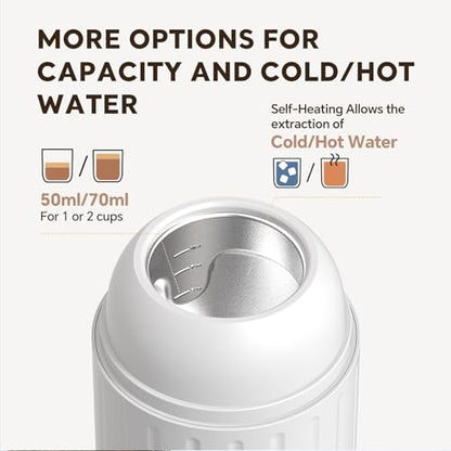 i Cafilas Portable Espresso Machine Self-Heating | Battery Powered Coffee Maker for Camping without Electricity| 2-in-1 Ground Coffee&NS Capsule|19 Bar| USB-C Fast Charge| White Coffee Maker for Car - color: White 03