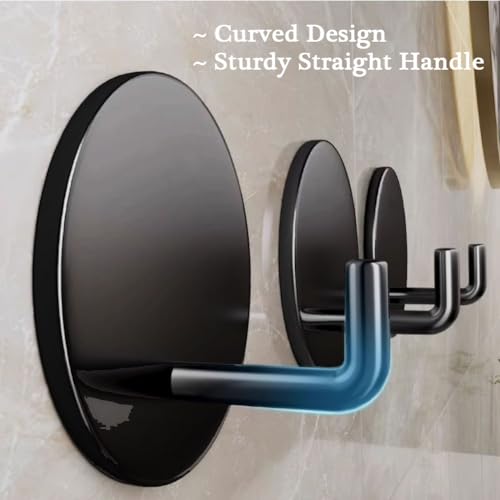 8 Pack Adhesive Towel Hooks for Bathroom, Stick on Hooks Bathroom Kitchen for Walls No Damage, Sticky Hook for Hanging Coat Robe, Black - style: R-Black-90°
