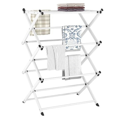 Household Indoor Folding Clothes Drying Rack, Dry Laundry and Hang Clothes,Towel Rack for Storage (White) - color: White