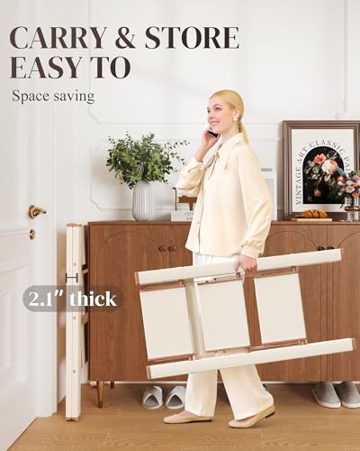 3 Step Ladder, Folding Step Stool with Wider Pedal, Anti-Slip Feet & Non Slip Stripes, Aluminum Sturdy Material, 300Lbs Capacity, Elegant Look of Cream Chocolate Better Matches Your Home - color: Cream Chocolate, size: 3 Step