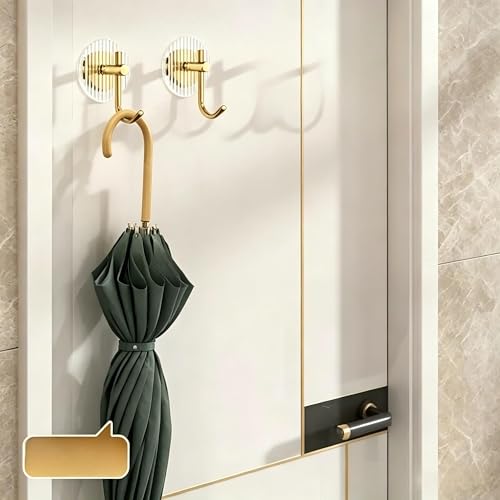 Suction Cup Hooks, 2pcs Luxury Light Towel Hook- Acrylic Non Punching Adhesive Hook- Suitable for Bathroom Bedroom Kitchen Living Room Hanging Storage, Removable, No Drill(Silvery) - color: Clear