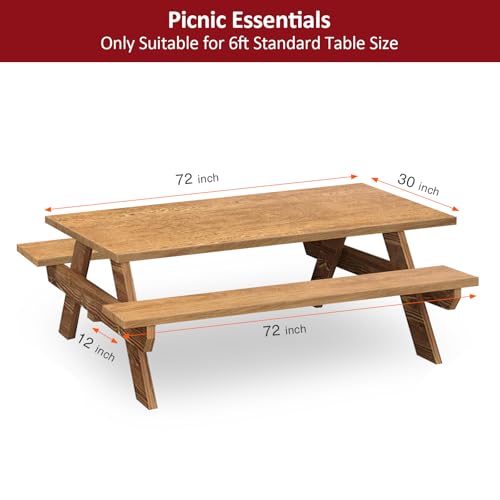 6ft Picnic Table and Bench Cover, Camping Essentials RV Gear, 72 in Waterproof Windproof Outdoor Elastic All Around Tablecloth, Fitted Rectangle Tables and Seats, Wood Grain - color: Wood Grain, size: 72"