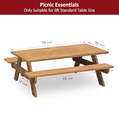 6ft Picnic Table and Bench Cover, Camping Essentials RV Gear, 72 in Waterproof Windproof Outdoor Elastic All Around Tablecloth, Fitted Rectangle Tables and Seats, Wood Grain - color: Wood Grain, size: 72"