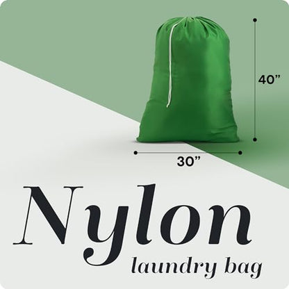 Handy Laundry Nylon XL - Large Capacity with Locking Drawstring, Machine Washable, Fits Laundry Baskets or Hampers, Holds 3 Loads of Clothes - Green (Pack of 2) - color: Green