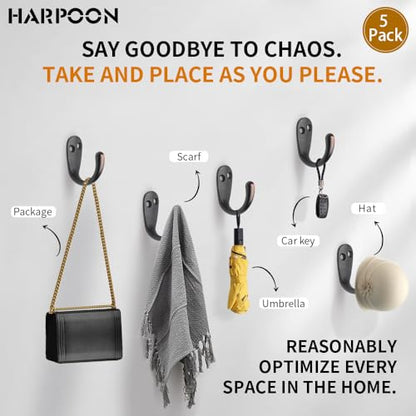 5 Pack Piece Single Prong Robe Hook, Farmhouse 1.8 Inch Coat Hooks Oil-Rubbed Bronze