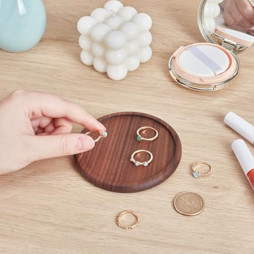 UNICRAFTALE Walnut Wood Round Ring Tray Brown Wood Jewelry Holder Ring Bowl Wooden Jewelry Organizer Storage for Earrings Necklaces Bracelet Watch Holder 3.92"x0.37" - size: 99.5mm Diameter