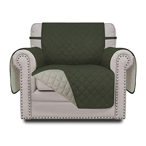Easy-Going Chair Sofa Slipcover Reversible Sofa Cover Water Resistant Couch Cover Furniture Protector Cover with Elastic Straps for Pets Kids Children Dog Cat (Chair, Army Green/Beige) - color: Army Green/Beige, size: Small Chair