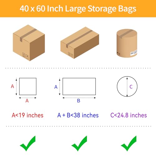 Ohuimrt Extra Large Clear Plastic Bags, 40 x 60 Inch, 4 Pack | Reusable, Jumbo, Waterproof, Includes 4 Ties, For Luggage, Suitcase, Furniture, Chair Storage & Moving