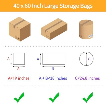 Ohuimrt Extra Large Clear Plastic Bags, 40 x 60 Inch, 4 Pack | Reusable, Jumbo, Waterproof, Includes 4 Ties, For Luggage, Suitcase, Furniture, Chair Storage & Moving