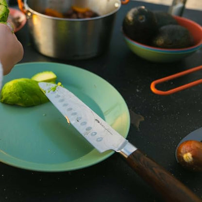 GSI Outdoors RAKAU 6" Chef Knife with Reclaimed Wood Handle and Protective Sheath