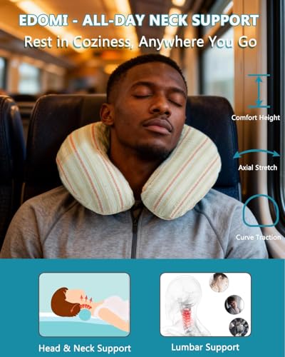 Buckwheat U Shaped Neck Pillow - 12''x12'' Adjustable Cervical Support Pillow with Breathable Buckwheat Hulls, Removable Cotton Cover, Ideal for Airplane, Office or Home Use (Grey) - color: Stripe-grey