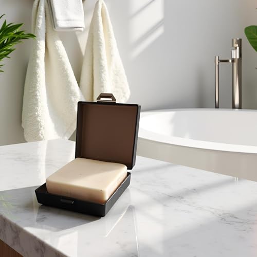 Soap Container, Shower Square Bar Holder Fit Handmade Soap, Travel Soap Case (Transparent black) - color: Transparent Black