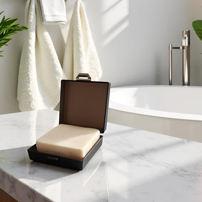 Soap Container, Shower Square Bar Holder Fit Handmade Soap, Travel Soap Case (Transparent black) - color: Transparent Black