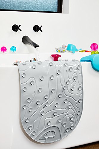 Boon GRIFFLE Textured Non Slip Baby Bath Tub Mat with Hanging Hook and Drain Holes, Gray - style: Griffle